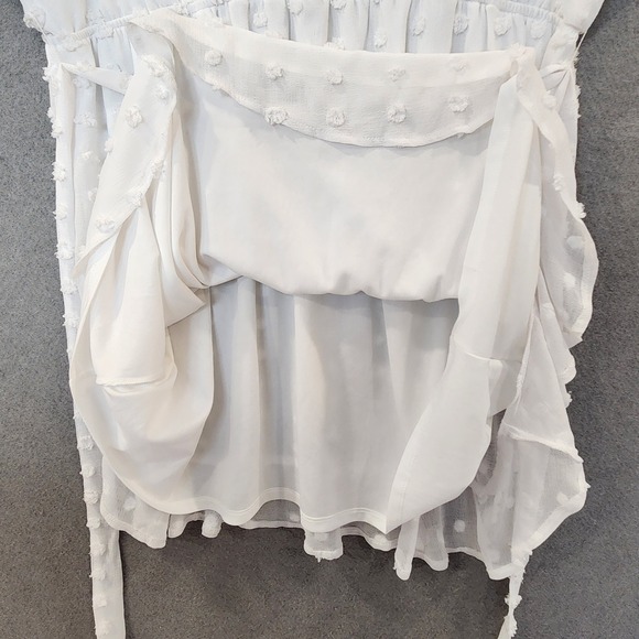 Motherhood Maternity White Swiss Dot Dress XL Ruffle Flutter Sleeve Baby Shower - Picture 8 of 12